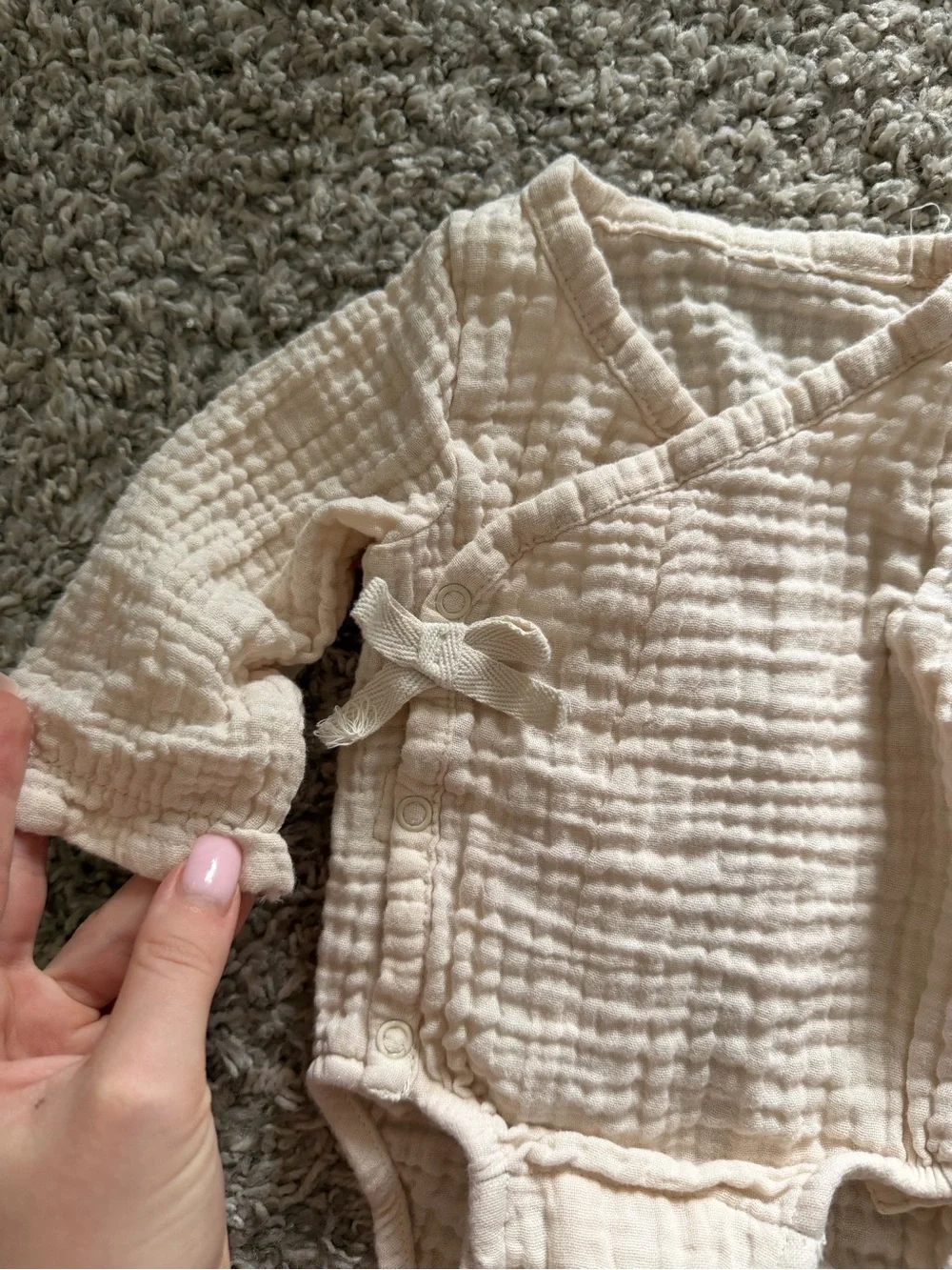 H&M Cream Muslin Wrap-Style Baby Bodysuit